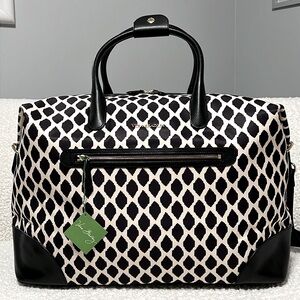 Vera Bradley Travel Duffel Ikat Spots with Genuine Leather Trim